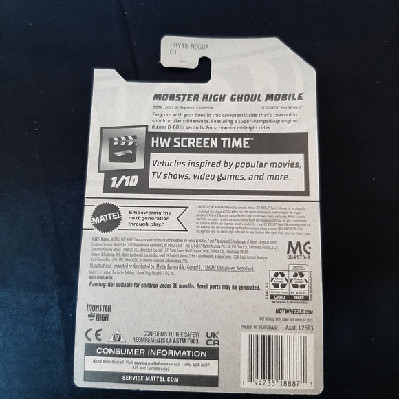 Monster High Hot Wheels Ghoul Mobile 2024 Screen Time Collection Car Purple - Picture 8 of 9